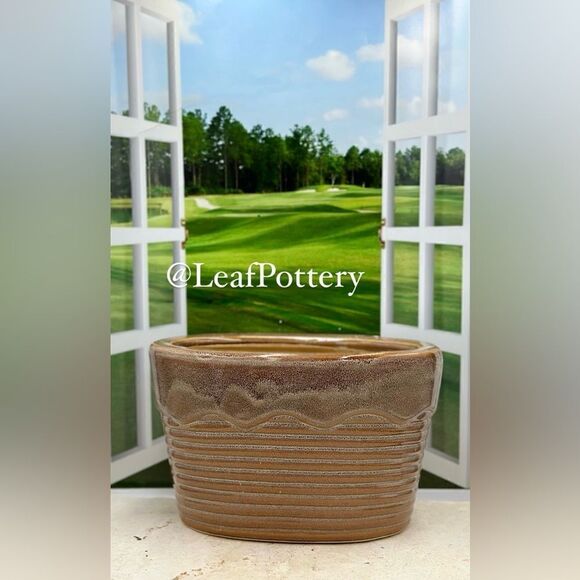 Butternut IceCream Brown Ceramic Planter Pot with drainage hole - Picture 2 of 11